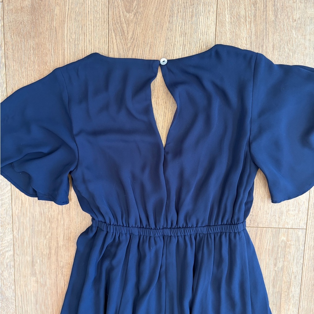 Show Me Your Mumu Navy Flutter Sleeve Maxi Dress Smocked Waist Flowy Formal XS - Picture 6 of 8
